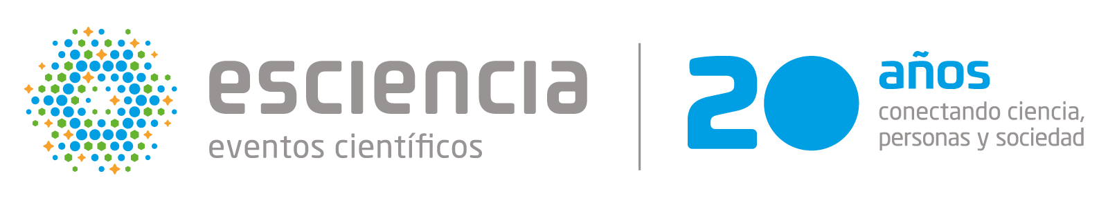 Special 20th anniversary logo of Esciencia, connecting science and society as an active design and organization collaborator for GARA.