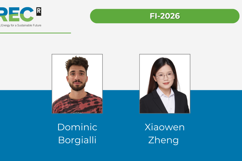 Corporate graphic announcing Joan Oró FI-2026 grants awarded to two doctoral researchers joining IREC.